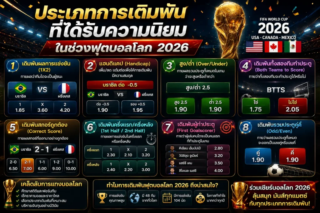 ประเภทการเดิมพันที่ได้รับความนิยม
